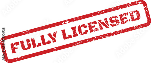 A red grunge style rectangular stamp indicating a fully licensed status for business compliance