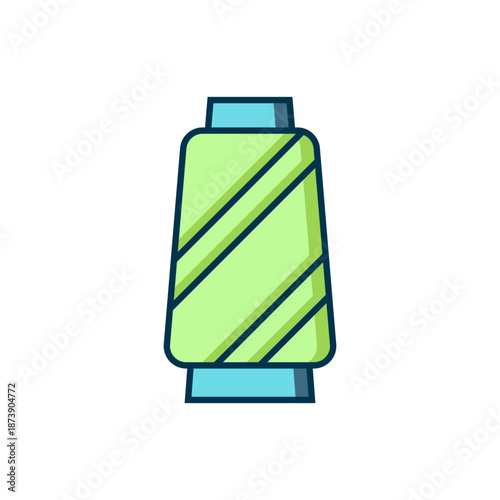 Filled outline Sewing thread on spool icon isolated on white background. Yarn spool. Thread bobbin. Flat filled outline style with shadow. Vector