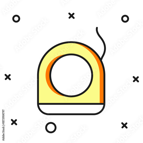 Filled outline Dental floss icon isolated on white background. Flat filled outline style with shadow. Vector