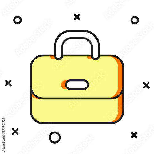 Filled outline Briefcase icon isolated on white background. Business case sign. Business portfolio. Flat filled outline style with shadow. Vector