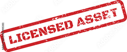An authentic red textured rubber stamp with the words Licensed Asset for approved content use