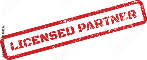 An authorized red grunge stamp element confirms the official licensed partner designation within a business
