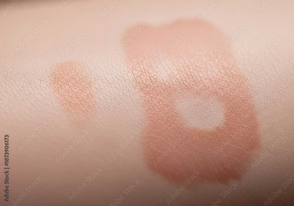 Fototapeta premium Closeup view of skin with redness and irritation, showing a patchy and uneven texture on the surface