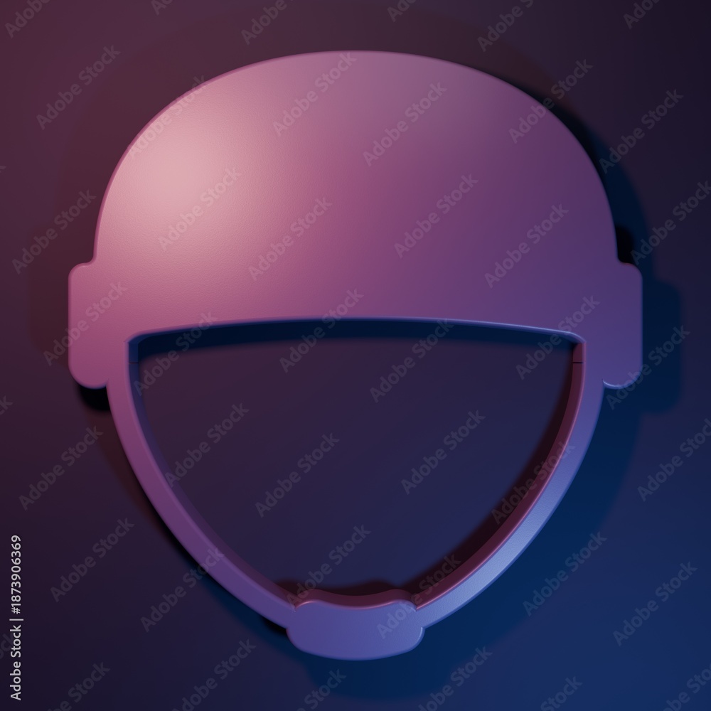 Fototapeta premium Purple Military helmet icon isolated on purple-blue background. Army hat symbol of defense and protect. Protective hat. Minimalism concept. 3D render illustration