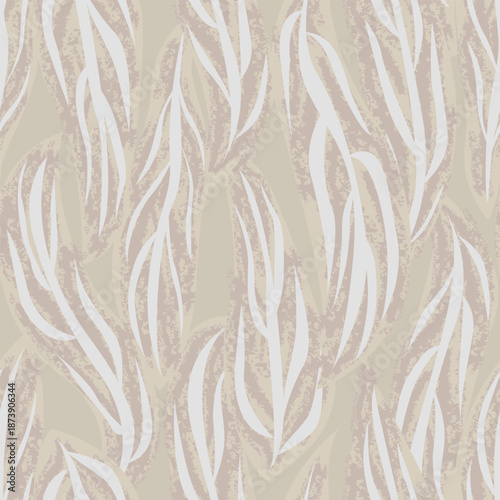 Neutral Colour Leaf Seamless Pattern Design