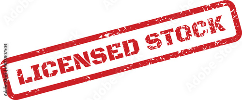 Distressed rubber stamp effect featuring LICENSED STOCK text, indicating official authorization for inventory assets