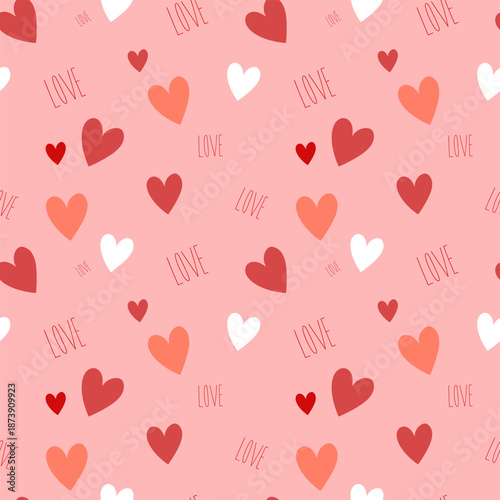 Set of Happy Valentine's day , heart and Love Minimalist Art , Seamless pattern	
