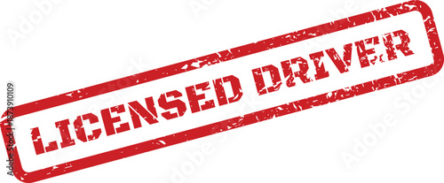 Grunge styled red rectangular stamp displaying the text Licensed Driver as a professional qualification symbol
