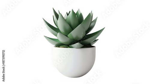 Small Green Echeveria Succulent Plant in Terracotta Pot Isolated on White