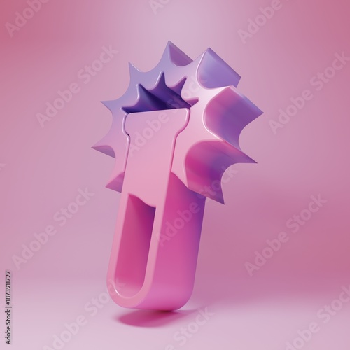 Purple-pink Test tube and flask icon isolated on pink background. Chemical laboratory test. Laboratory glassware. Minimalism concept. 3D render illustration