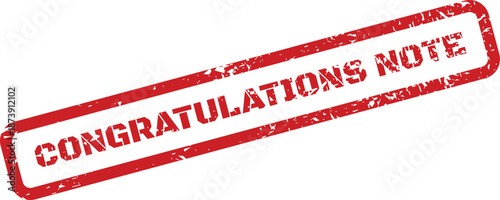 Official red distressed rubber stamp impression with the words congratulations note
