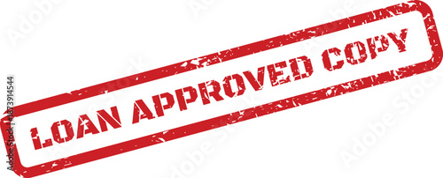 Rectangular grunge rubber stamp indicating loan approval for a document copy or file
