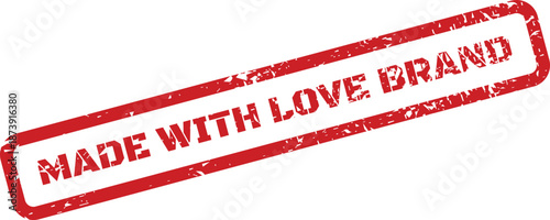 Red rectangular grunge stamp featuring MADE WITH LOVE BRAND text for product labeling and small business packaging