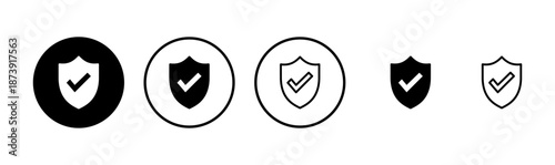 Shield check mark icon logo design. Protection approve sign. Insurance icon