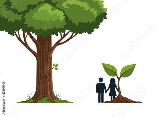 Eco-Friendly Illustrative depiction of growth, sustainability, and the connection to nature