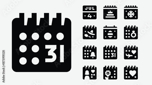 Event celebration icons set