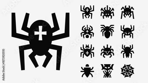 Spider and arachnid icons set