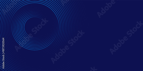 Circle gradient dark blue technology background. Geometric shapes radial connections