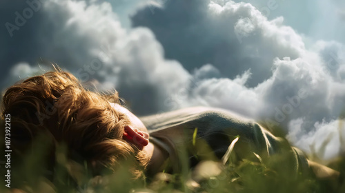 Nature Relaxation Moment, Cloud Gazing Therapy, Outdoor Serenity
