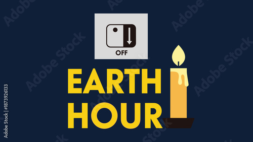 Earth Hour logo with candle and light switch symbol on dark background  