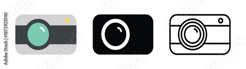Camera icons set. Photography symbol. Photographing sign. Isolated vector illustration on transparent background