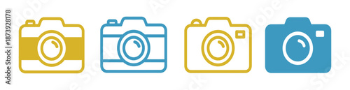 Camera icons set. Photography symbol. Photographing sign. Isolated vector illustration on transparent background