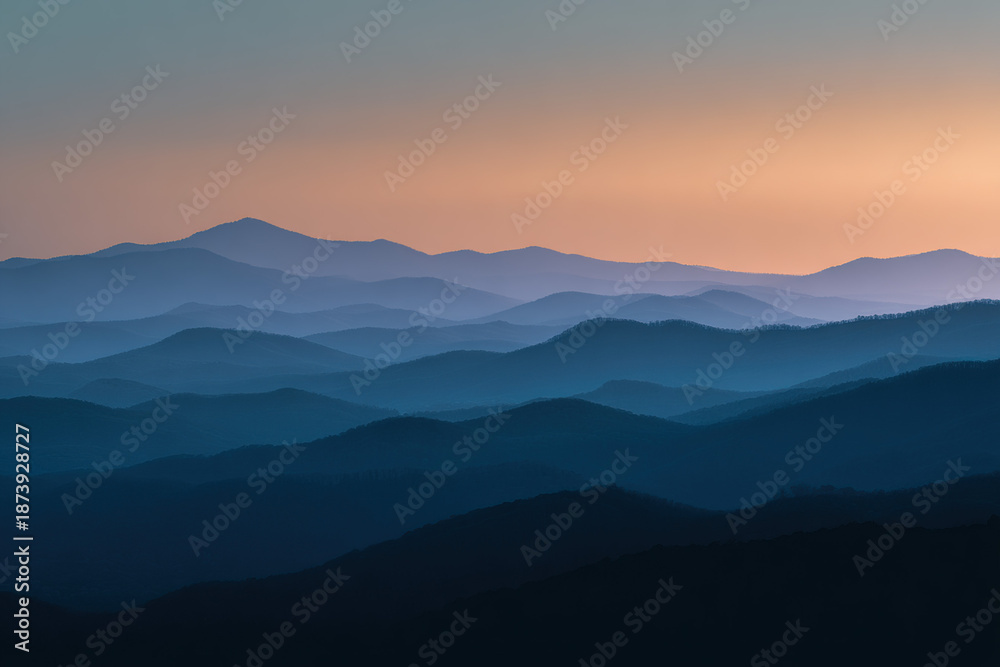 Fototapeta premium Layers of Blue Mountains at Sunset