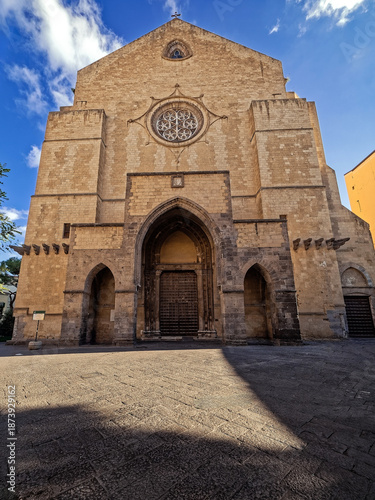 Medieval architecture and sacred heritage of the Santa Chiara church in the heart of Naples. Pilgrimage in south Italy.