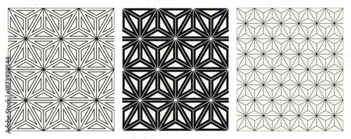 Vector seamless pattern set. Stylish creative swatches. Modern surface design. Tileable versatile set. Repeatable geometric background collection. Striped minimalistic hexagonal grid.