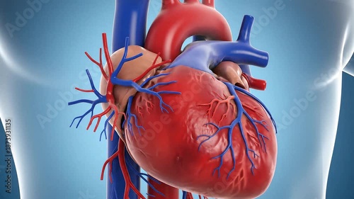 Human Heart Anatomy 3D Medical Illustration.