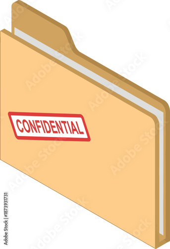 Confidential File Folder Isometric Icon Sensitive Document Data