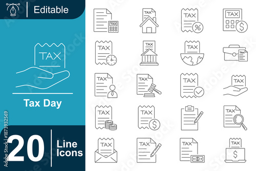 Tax Day Line Icons