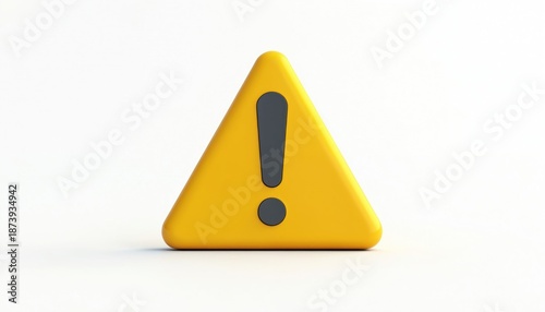 Obraz na płótnie Yellow warning sign isolated against white. The hazard symbol of caution with exclamation mark inside the triangle. Alert attention danger concept for design.