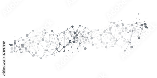 Abstract network visualization showing interconnected nodes and lines forming a polygonal mesh structure. Black and gray dots connected by thin lines create a cloud computing or data network pattern.