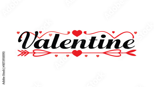 Valentine's Day graphic with hearts and arrow design