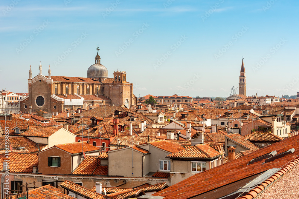 Fototapeta premium Venice cityscape with Basilica dei Santi Giovanni e Paolo (San Zanipolo), Italy