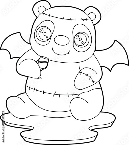 Panda Halloween Vampire Animal Vector Graphic Art Illustration