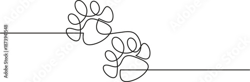 Single continuous line art minimal illustration of two animal paw prints