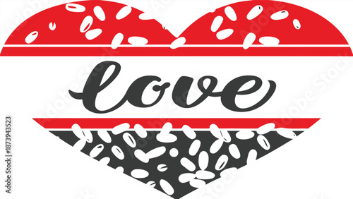 Heartfelt love concept with elegant typography and red design