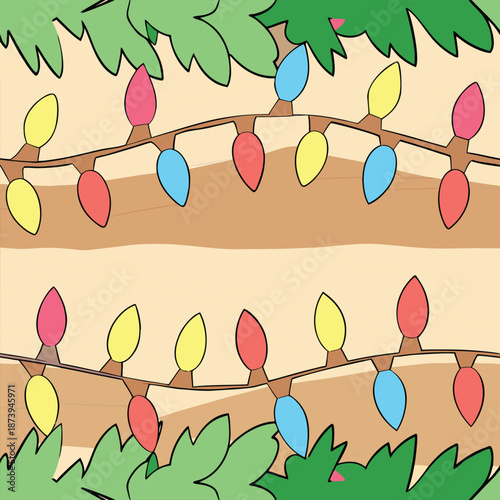 Red garland with blue and green holiday lights pattern