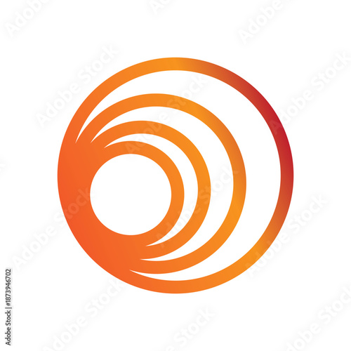 Orange RSS feed icon vector illustration featuring a wireless technology symbol button for internet network connection design.