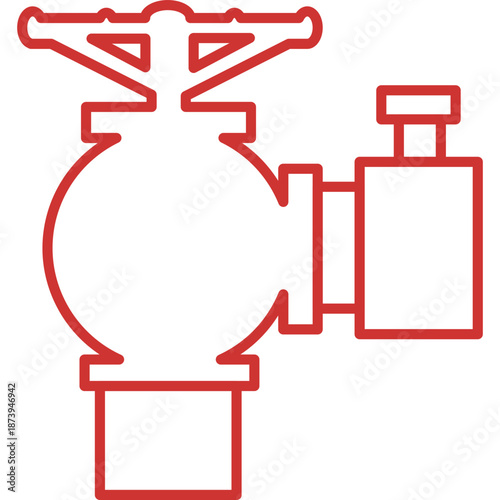 Red outline icon of a fire hydrant