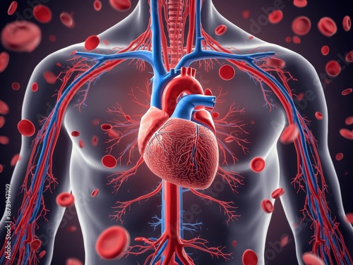 Human cardiovascular system illustration
