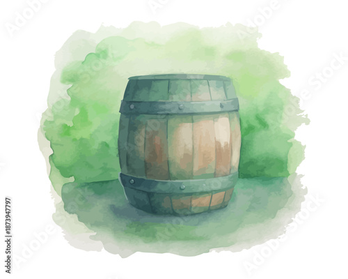 Irish Beer Barrel Watercolor, St. Patrick’s Day Illustration vector illustration Isolated on White background