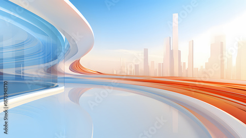 Empty square and futuristic buildings, background image for business posters