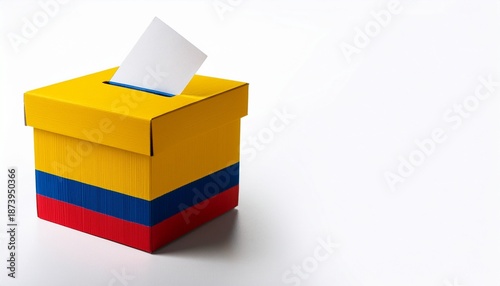 Colombia voting box on white background; free space for text