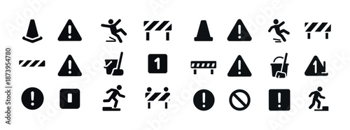 Caution and safety sign icons collection