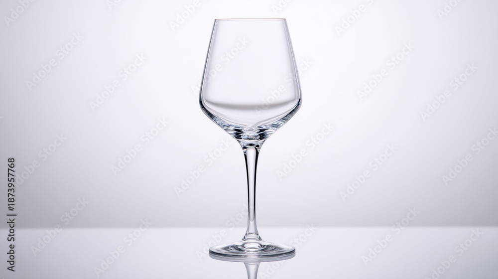 Fototapeta premium stemware. Crystal clear wine glass with elegant stemware on pure white background. bar promotions, beverage menus, designed for product packaging and bar promotions, used by account managers.