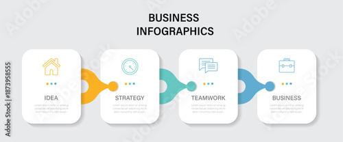 Presentation business process Infographic template vector with icons and 4 four options or steps. Vector illustration.