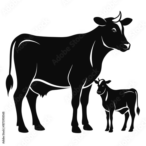 Detailed Cattle Silhouette Illustration Variation 32